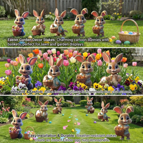 SewRung garden bunny decorations designed for quick ground setup.