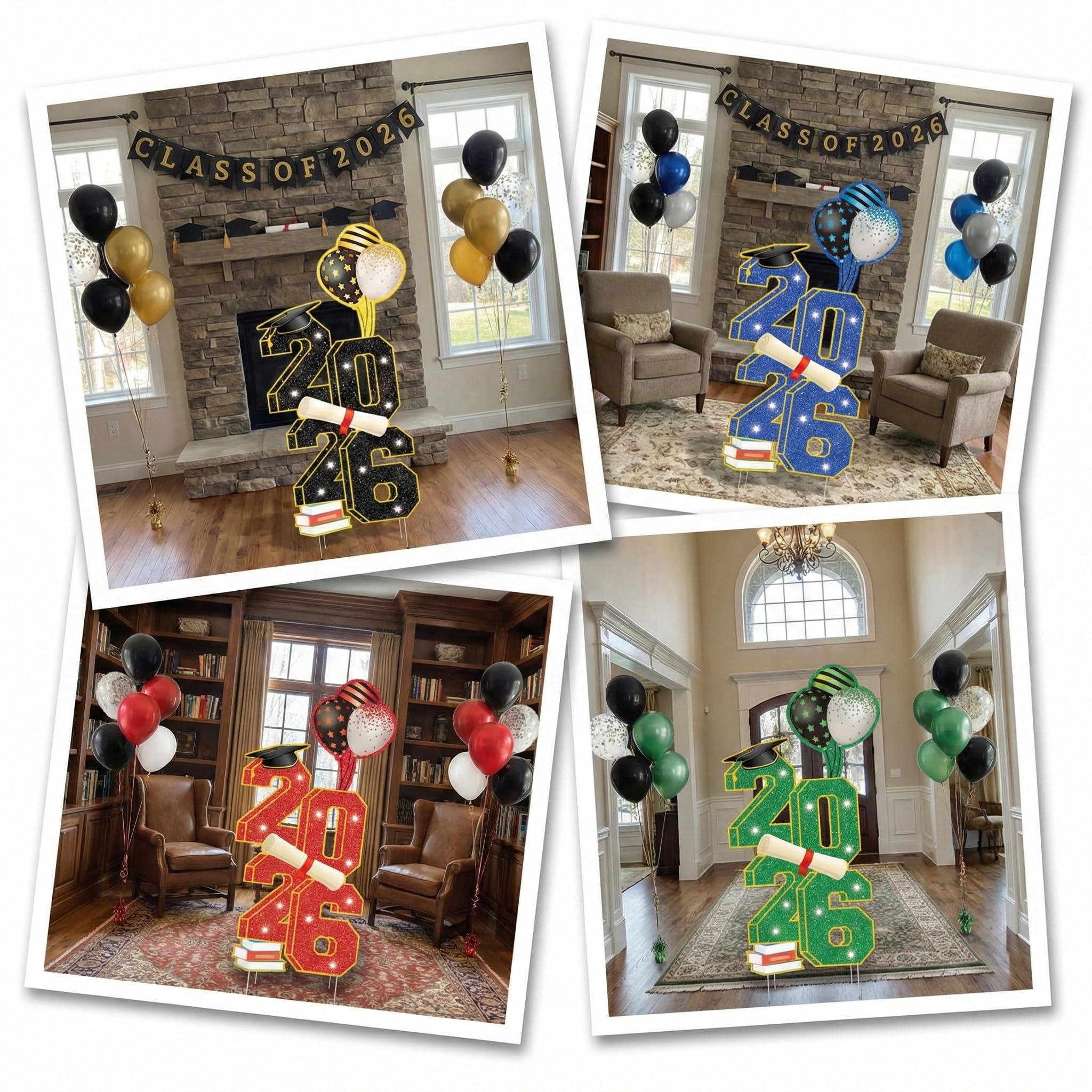 sewrung graduation decor ideal for front yard parties and indoor events.
