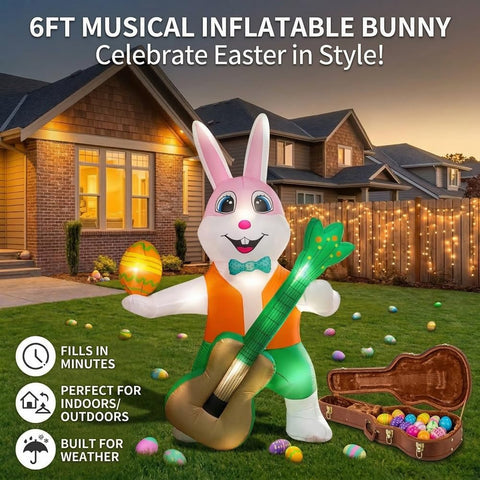SeWRung LED-lit Easter bunny outdoors with eggs at night