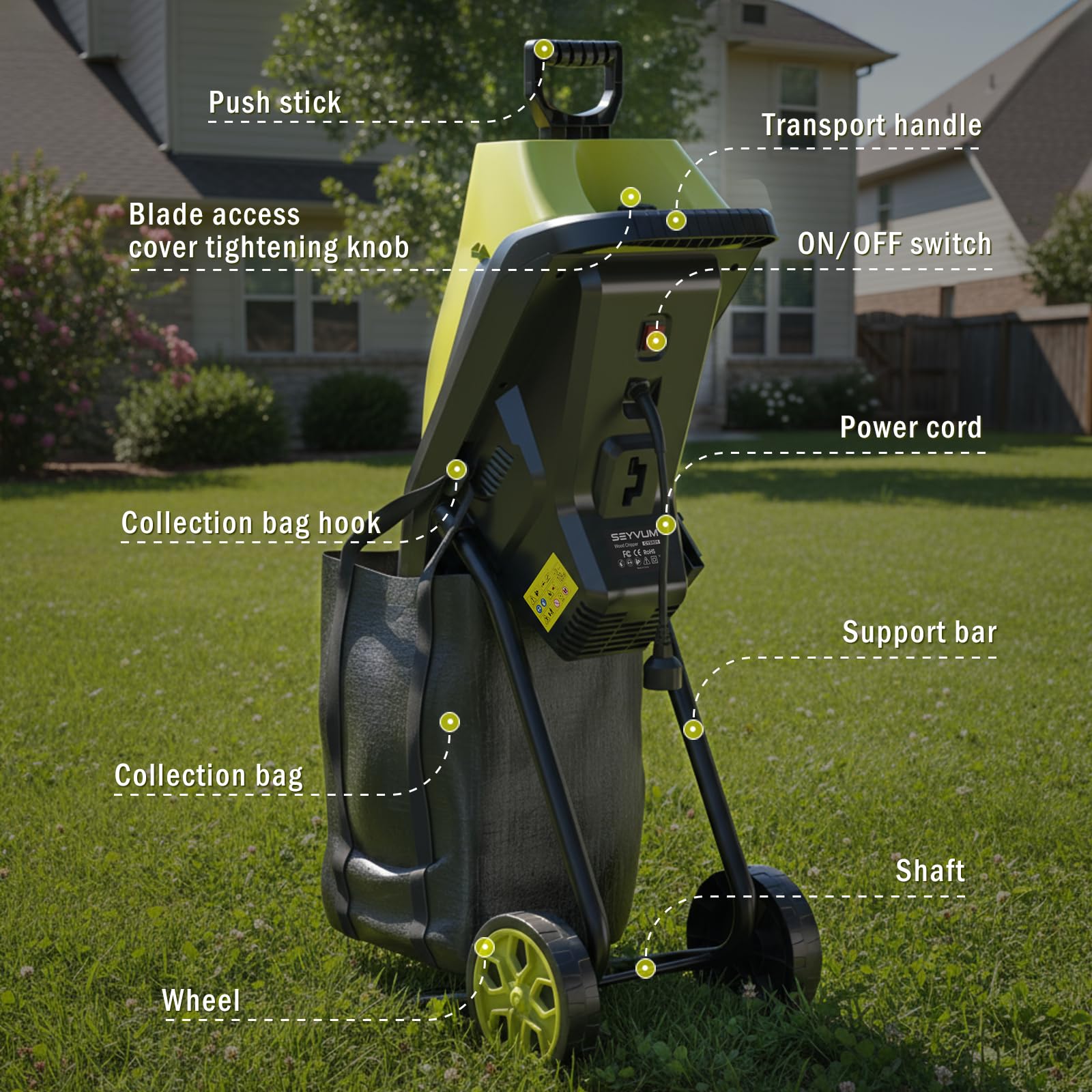 SEYVUM in action mulching branches and leaves efficiently