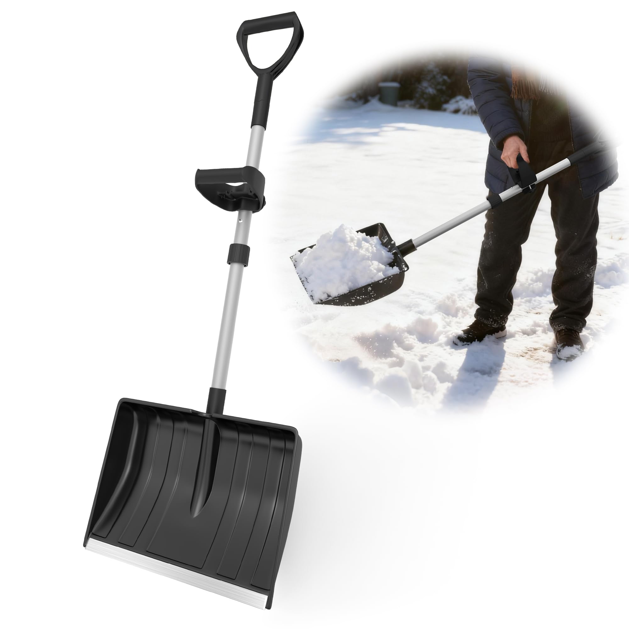 SFAED snow shovel with a 48-inch handle for extended reach during clearing