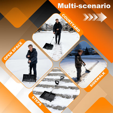SFAED snow shovel with aluminum wear strips for increased durability