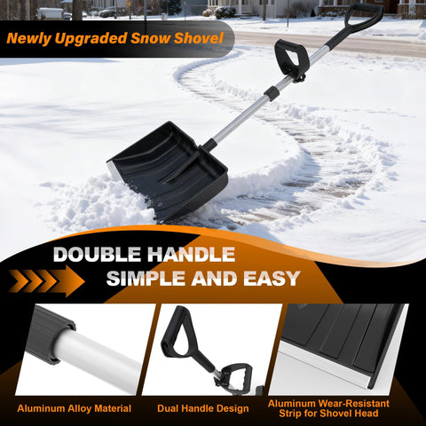 SFAED snow shovel shows an ergonomic dual-handle design for comfortable use
