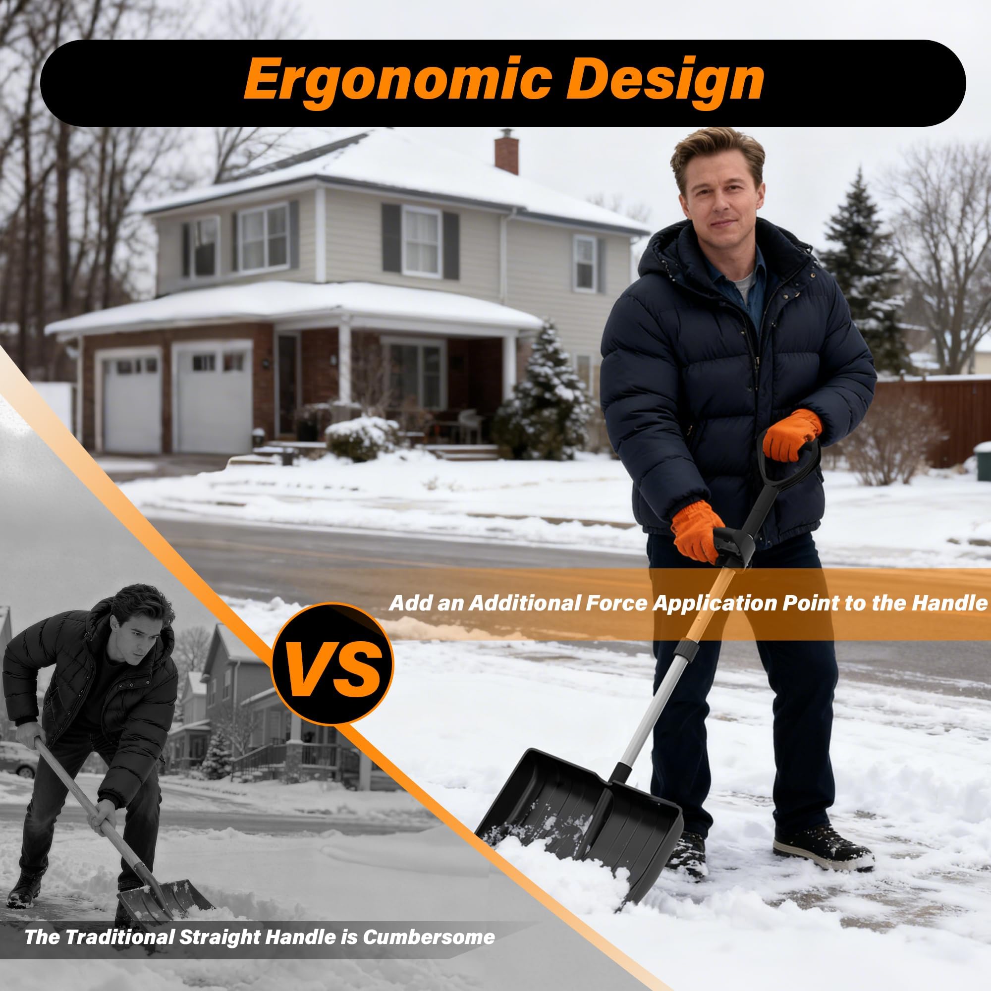 SFAED snow shovel illustrating large capacity suitable for driveways