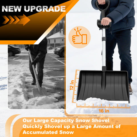 SFAED snow shovel with two-handle assembly for straightforward setup