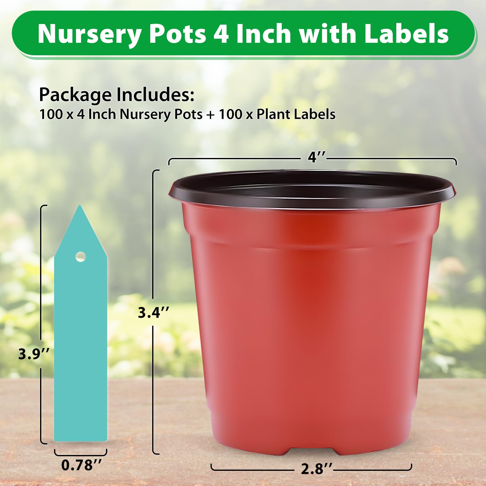 Sfee 4-inch pot made of durable PP material for repeated use.