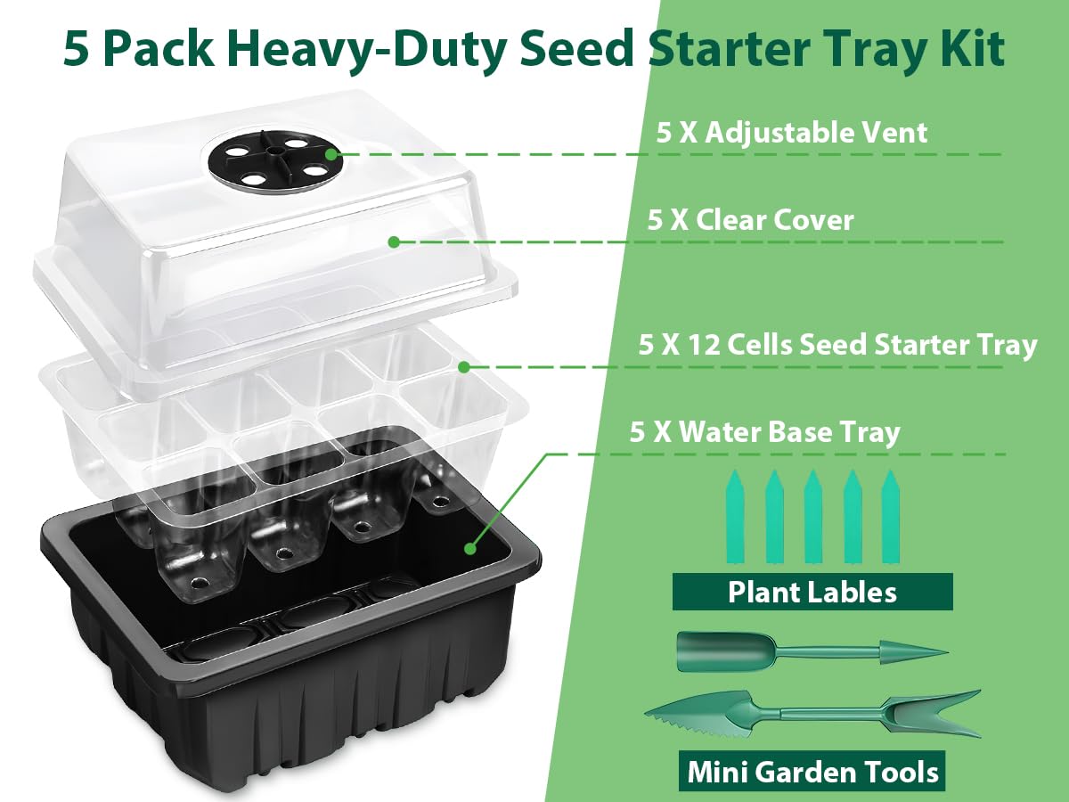 Sfee seed starter tray base and dome enables humidity control