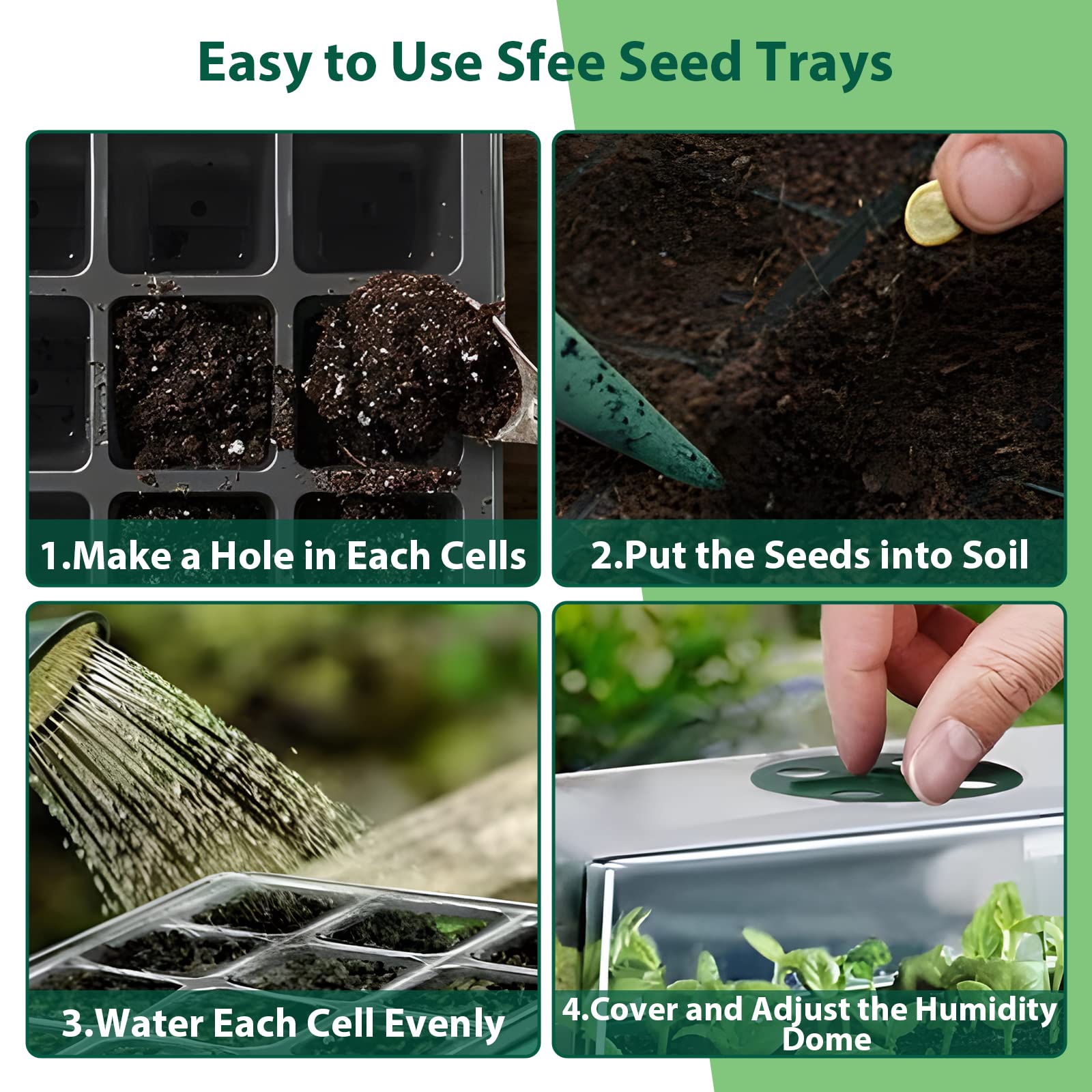 Reusable Sfee seed starter tray made of durable plastic for multiple seasons.