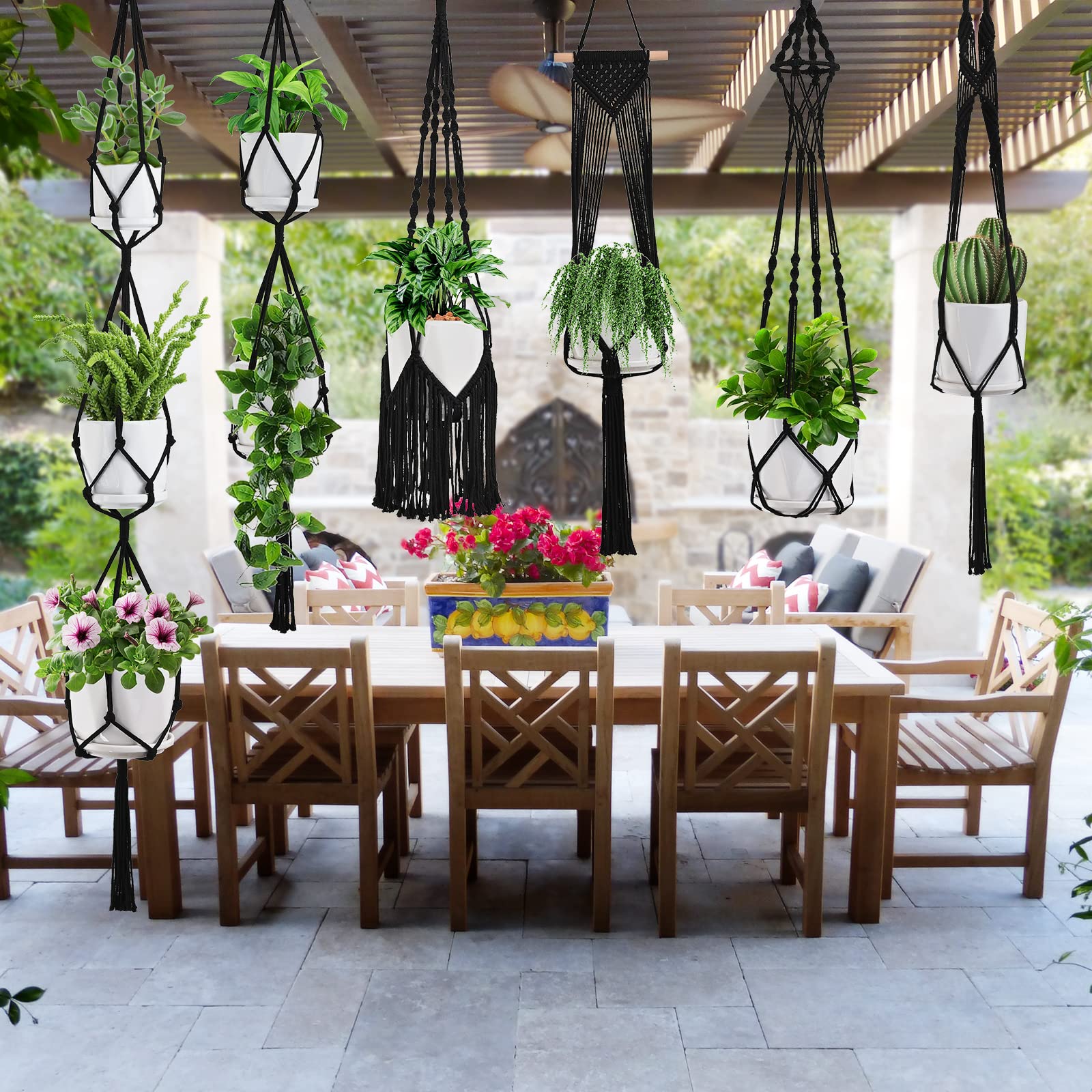 SFENNGPET macrame hanger no beads tassel style for moisture-free boho vibe