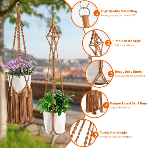 SFENNGPET Macrame Hangers ceiling hook setup highlights space-saving display