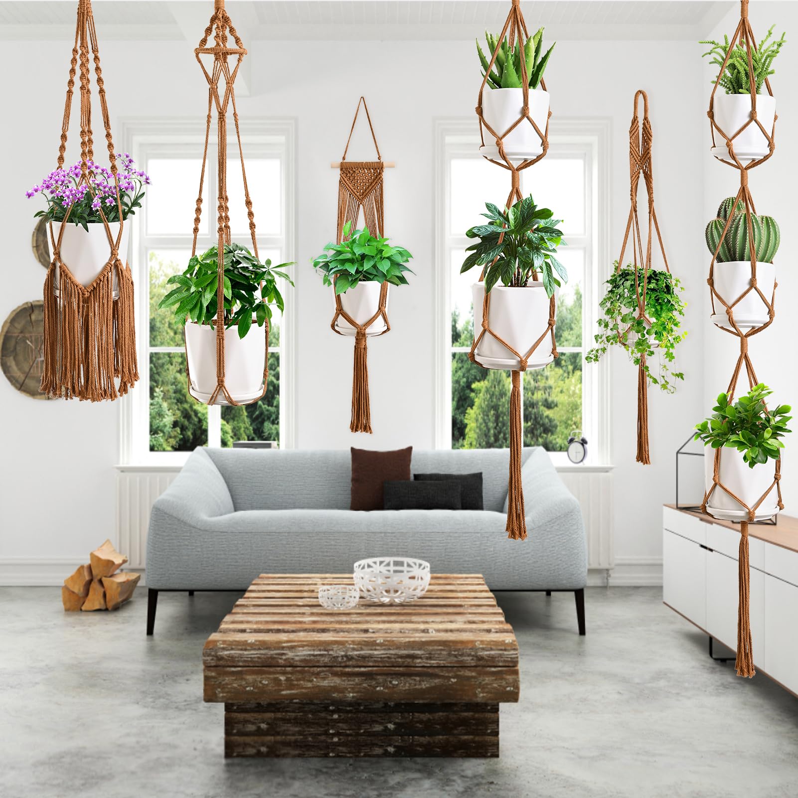 SFENNGPET Macrame Hangers tassel options add boho charm to any room