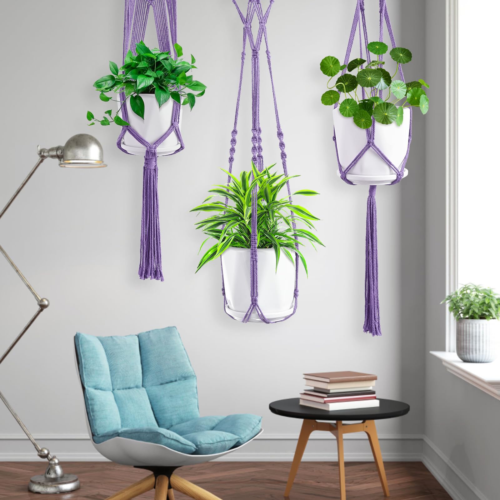 SFENNGPET macrame plant hanger made from cotton rope supports various pots securely.
