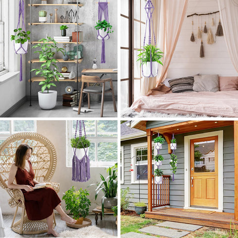 SFENNGPET minimalist macrame plant hanger design suits small herbs on kitchen shelves.