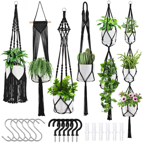 SFENNGPET macrame plant hanger six-pack kit ready for indoor decor