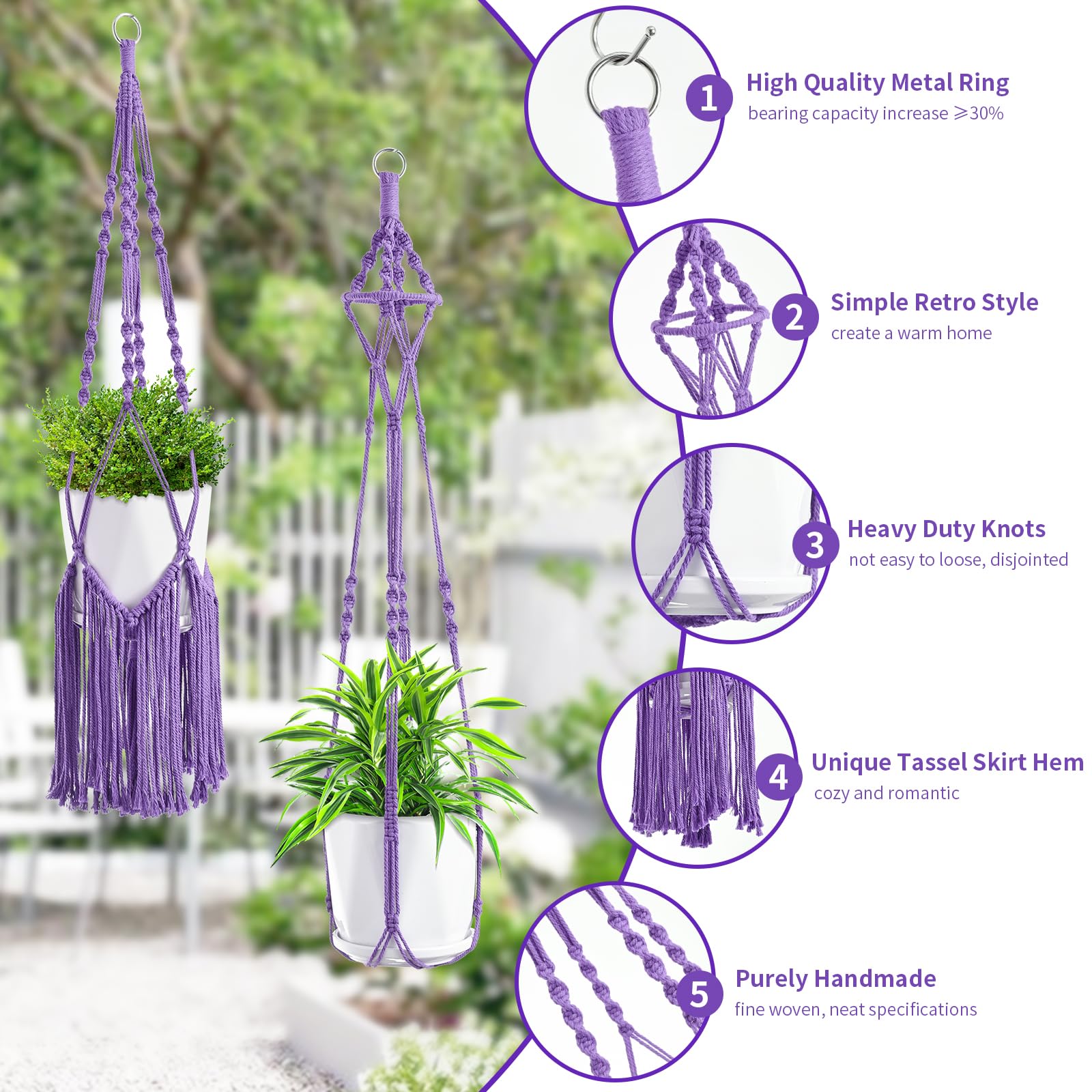 SFENNGPET rope plant hanger with tassels enhances a modern living room display.