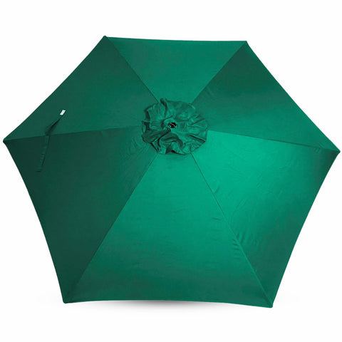 Sfmora 9ft umbrella canopy on rib-frame shows snug fit for reliable shade.
