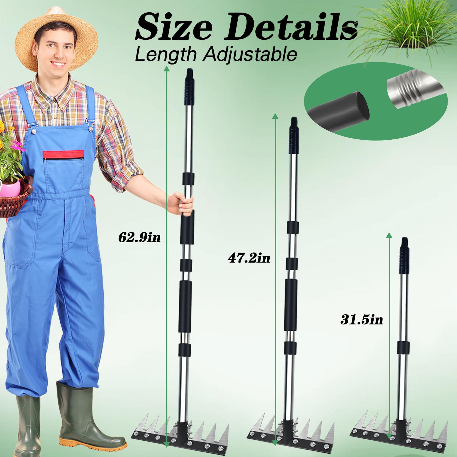 SFPNSHHY adjustable-length handle extended reach for comfortable, prolonged weeding sessions.