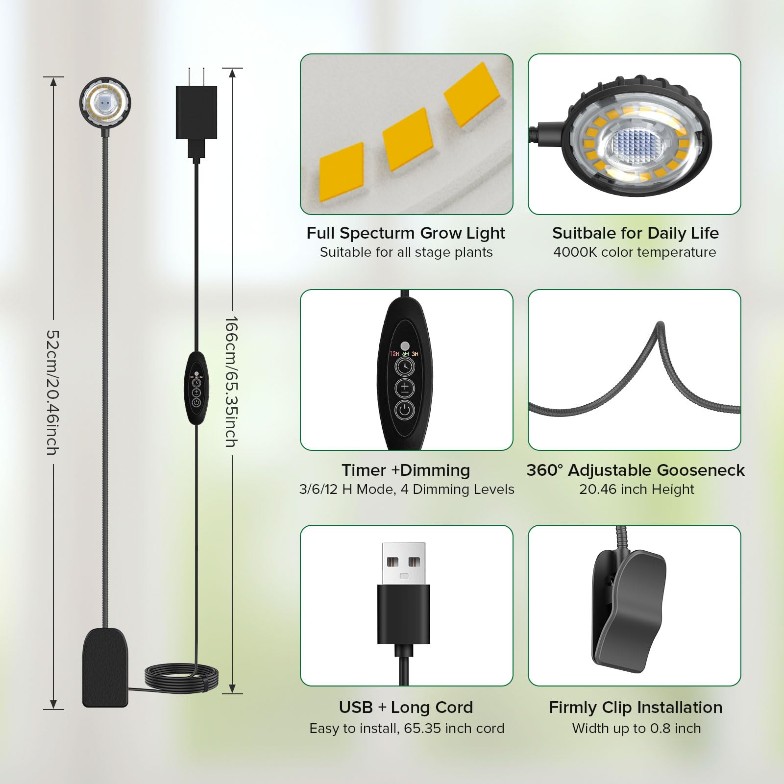 SGLEDs 4000K full-spectrum LED mimics sunlight to support leafy growth.