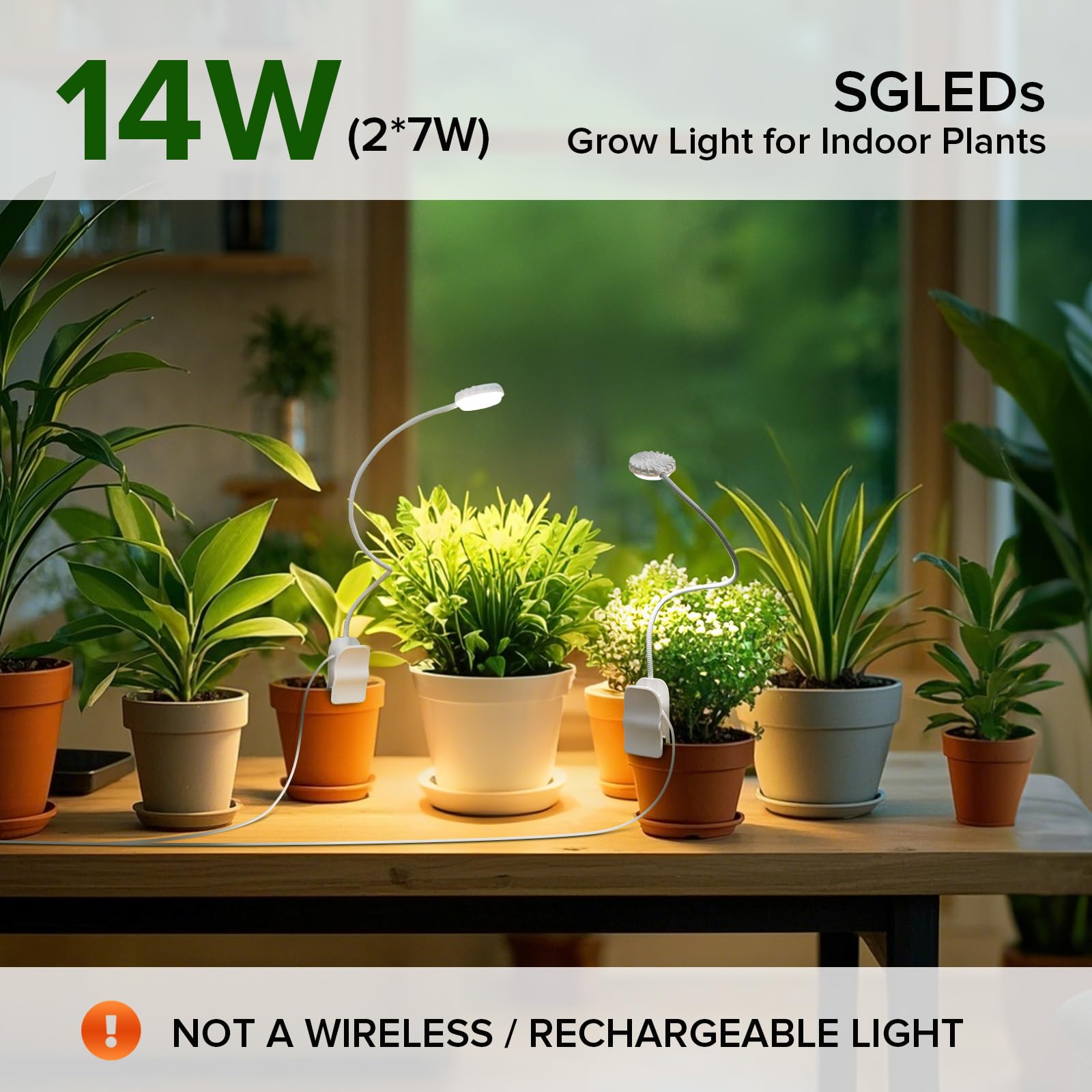 SGLEDs Clip-On Grow Light showing full-spectrum output for healthy growth