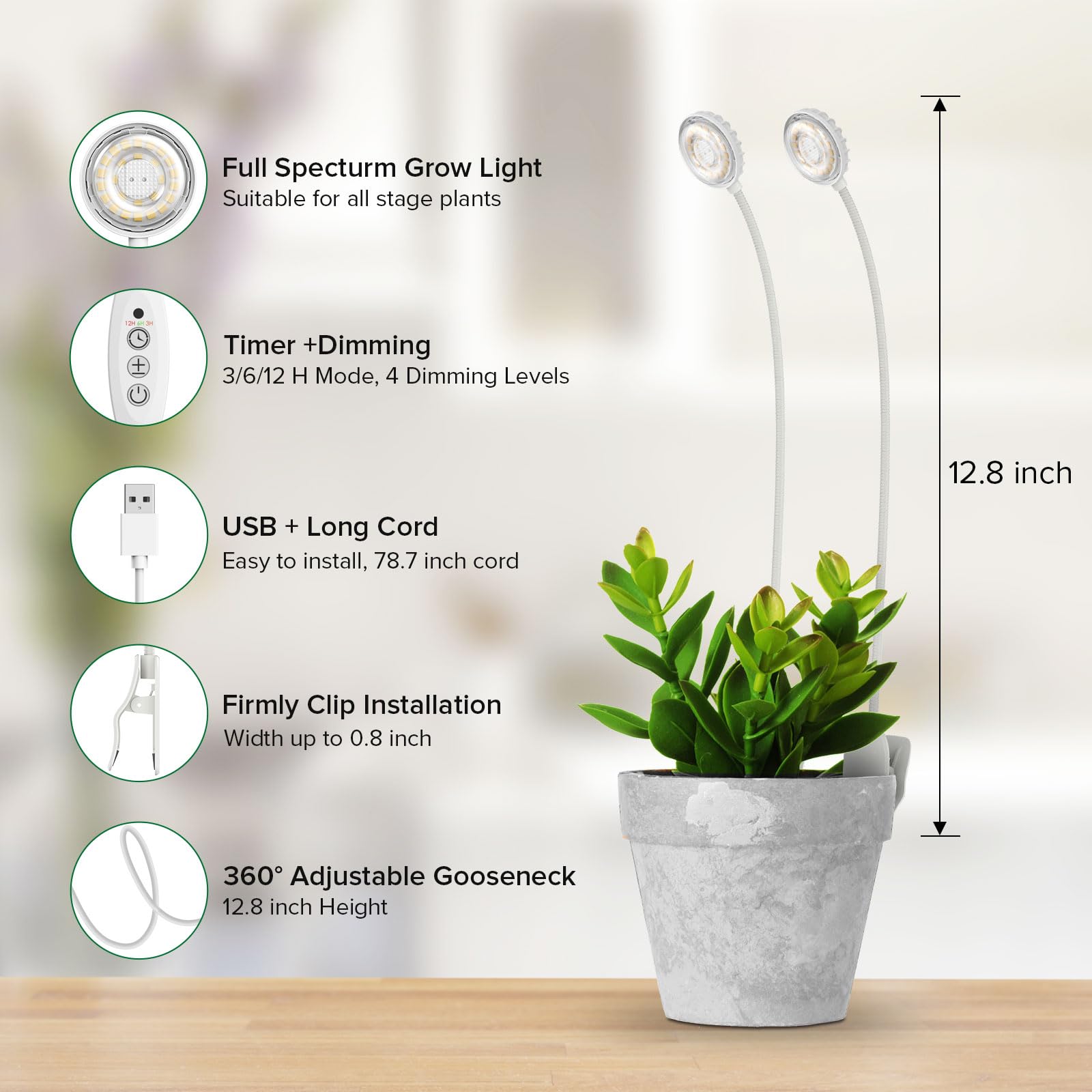 SGLEDs Clip-On Grow Light timer function enabling daily auto operation
