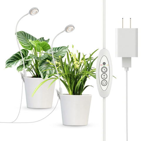 SGLEDs Clip-On Grow Light with two heads for space-saving indoor plants