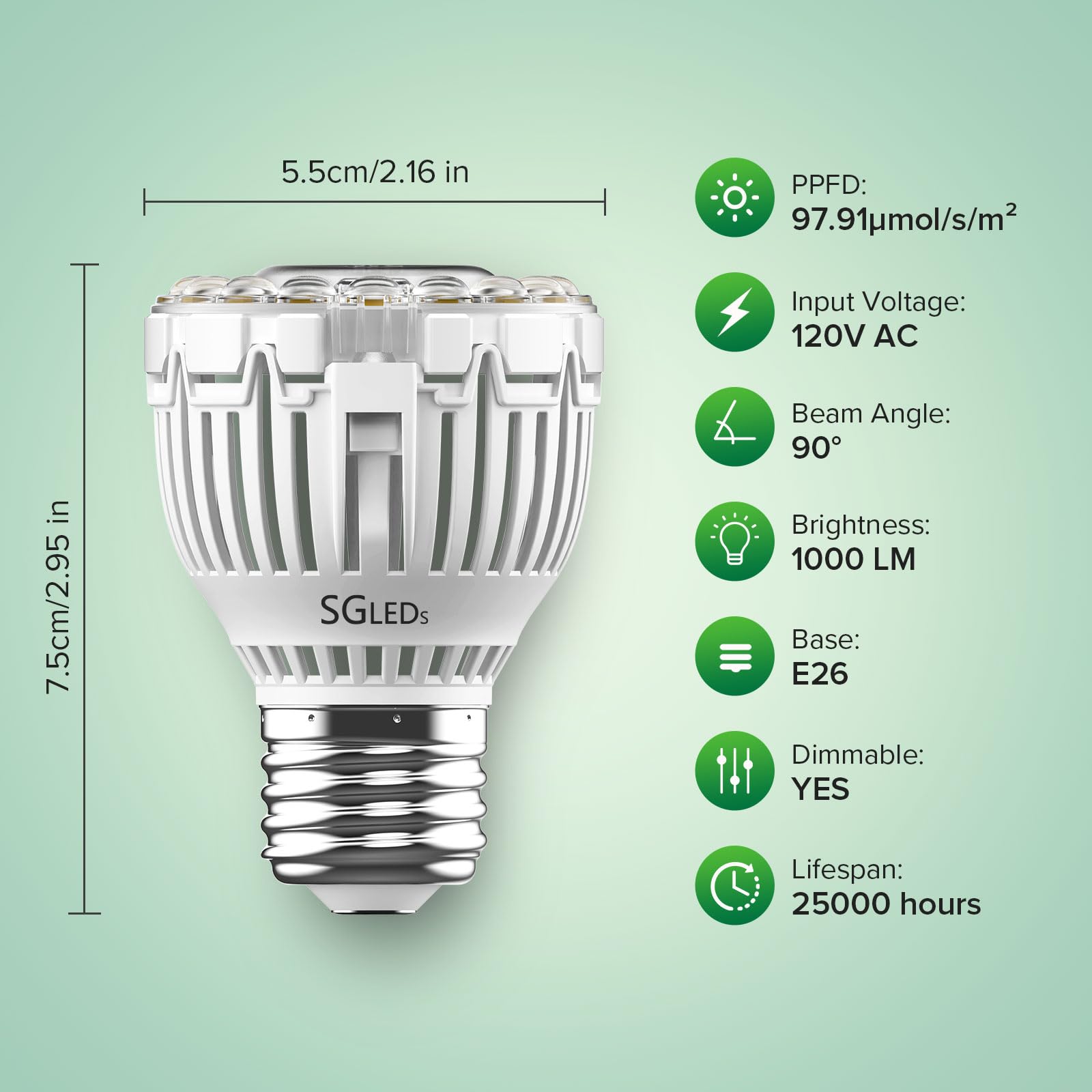SGLEDs full-spectrum 400-780nm light for natural plant appearance