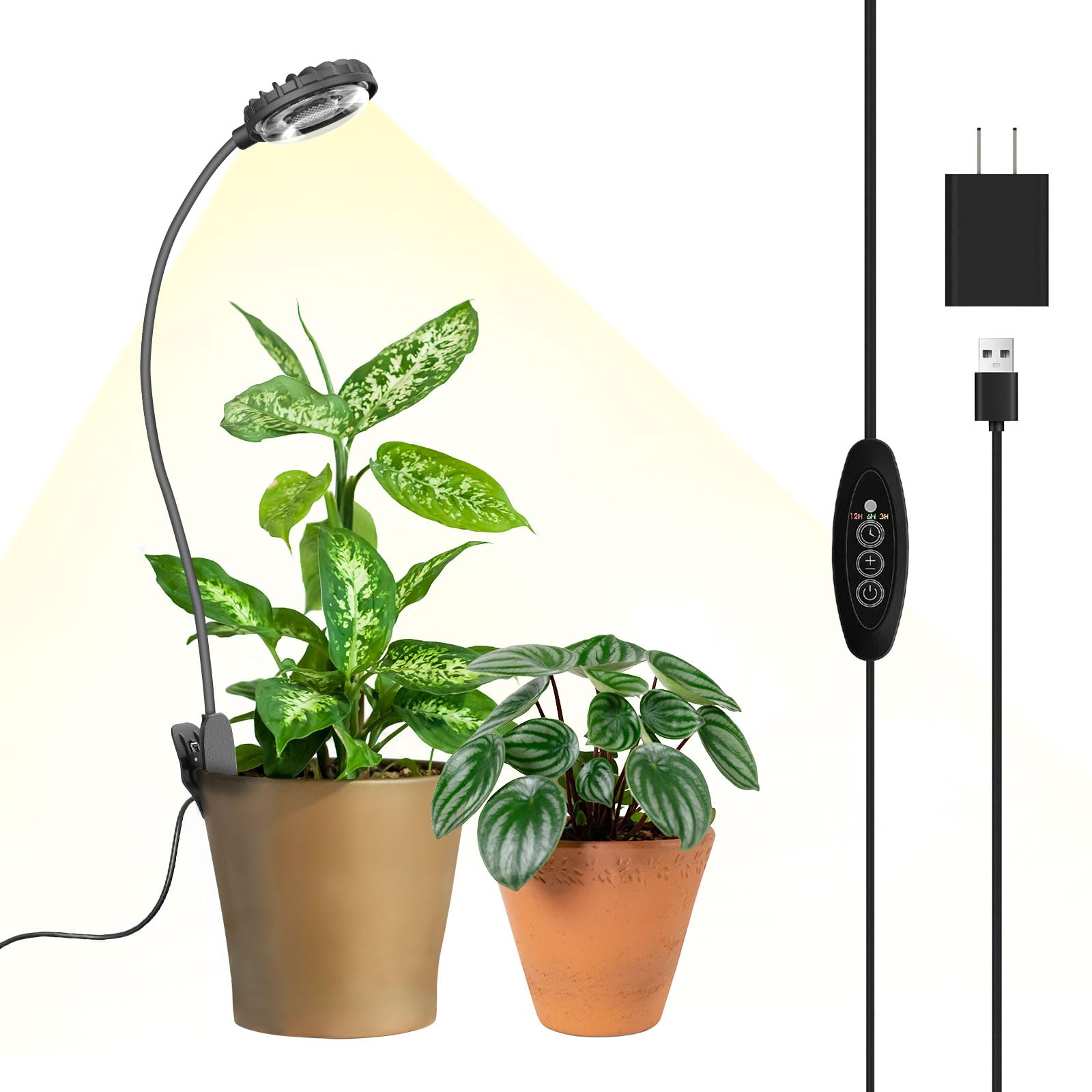 SGLEDs grow light clip-on for indoor plants provides even coverage for herbs and succulents.