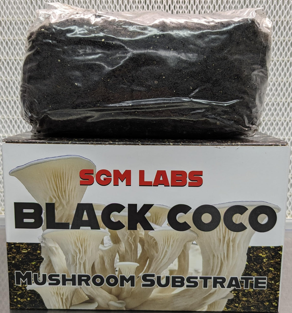 SGM LABS Black Coco Substrate bag ready for sterile mushroom cultivation and clean growth