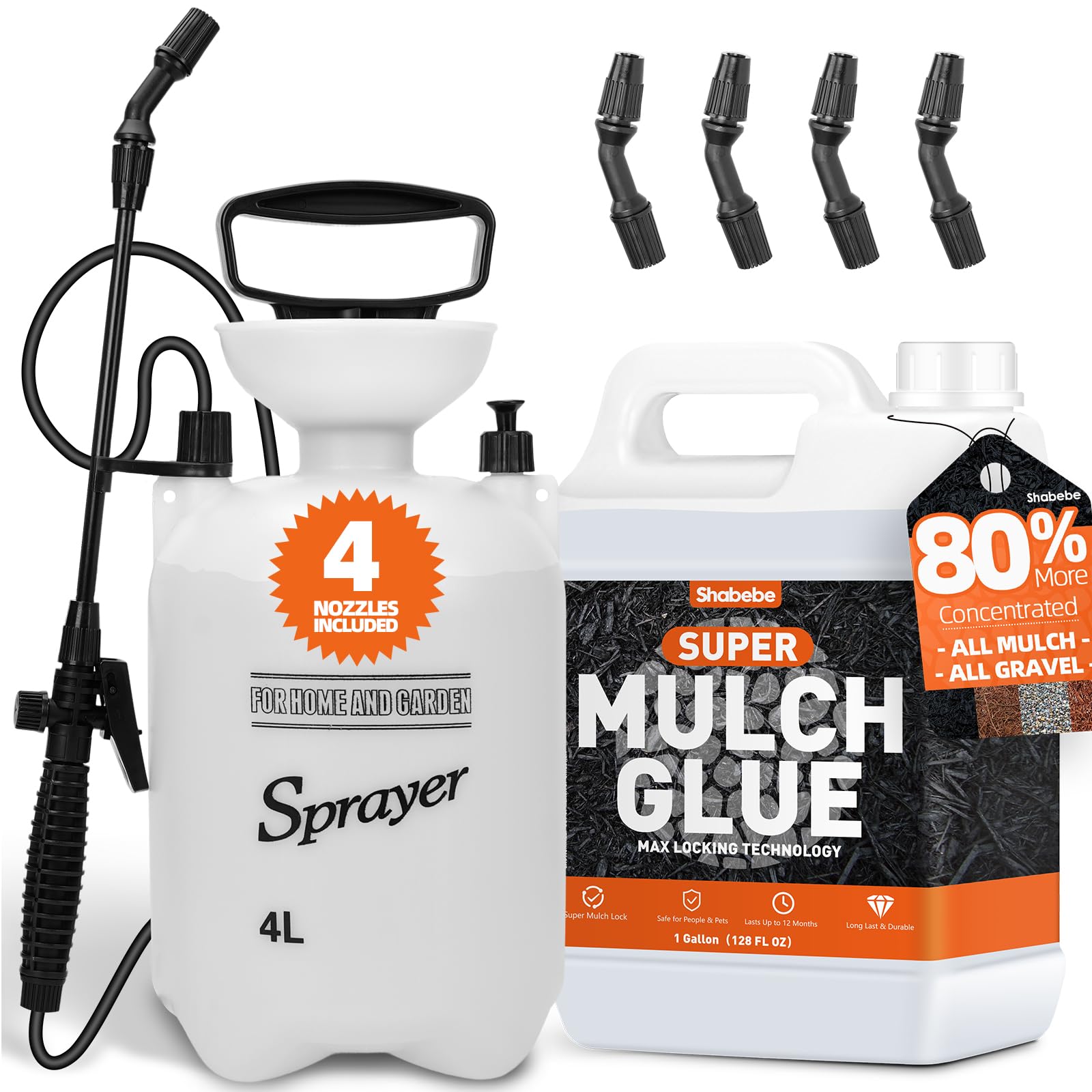 Shabebe Mulch Glue 1-gallon bottle with blue tint for visible coverage