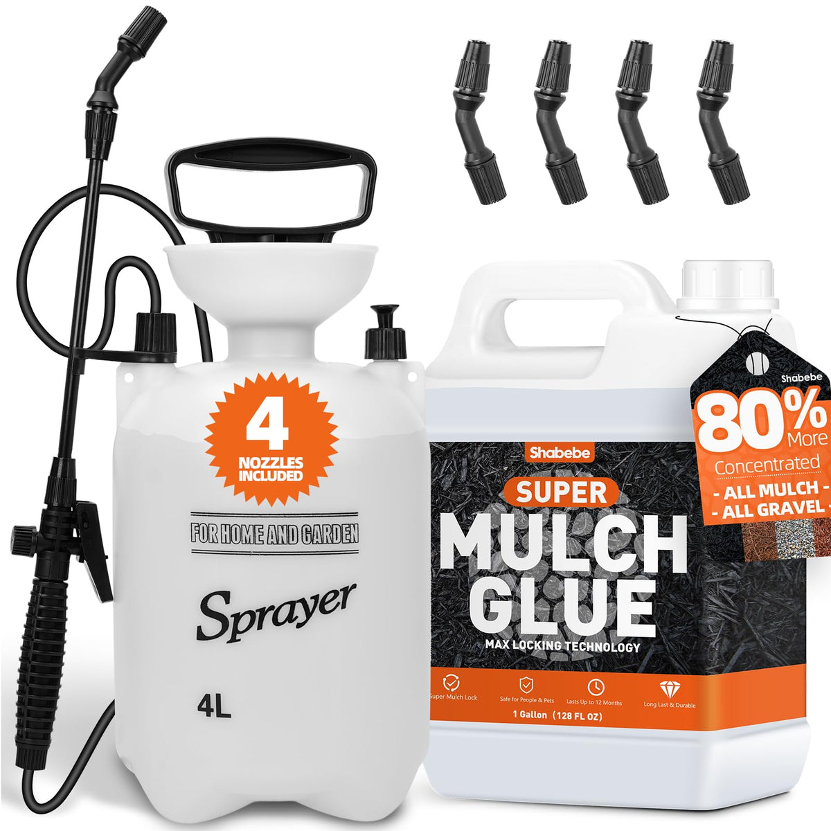 Shabebe Mulch Glue 1-gallon bottle with blue tint for visible coverage