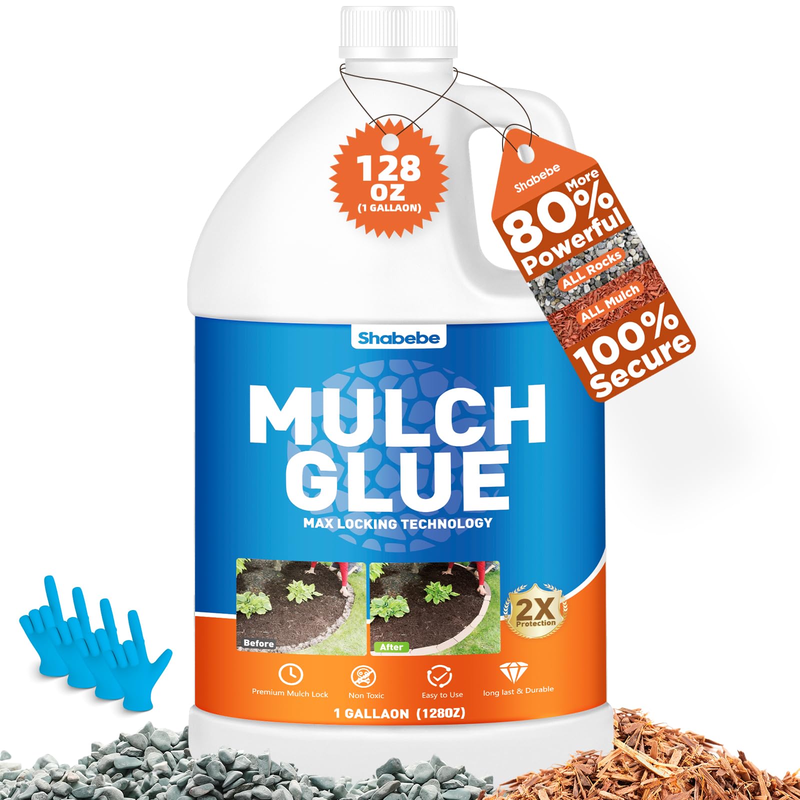 Shabebe Mulch Glue bottle with sprayer for fast landscape bonding