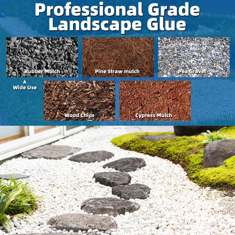 Shabebe Mulch Glue 2 gallon pack supports larger landscaping projects.