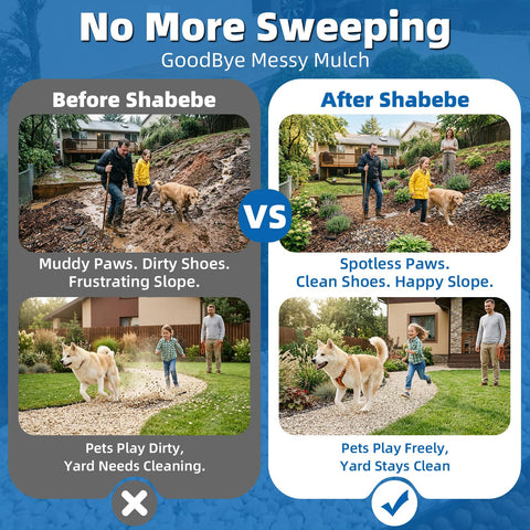 Shabebe Mulch Glue dries clear for discreet landscape bonding.