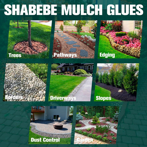 Hand applying Shabebe Mulch Glue for tidy landscape borders