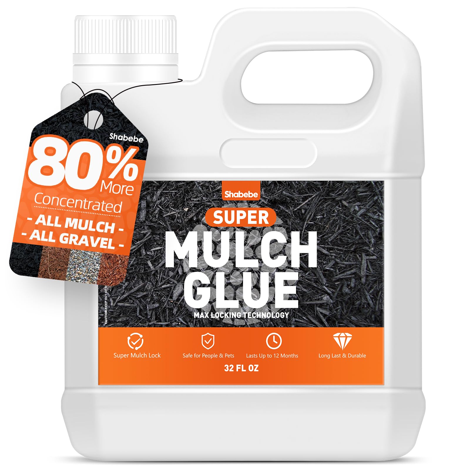 Shabebe Mulch Glue bottle close-up for quick, durable hold