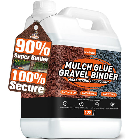 Shabebe Mulch Glue bottle-dispense enables fast spray for secure mulch placement.