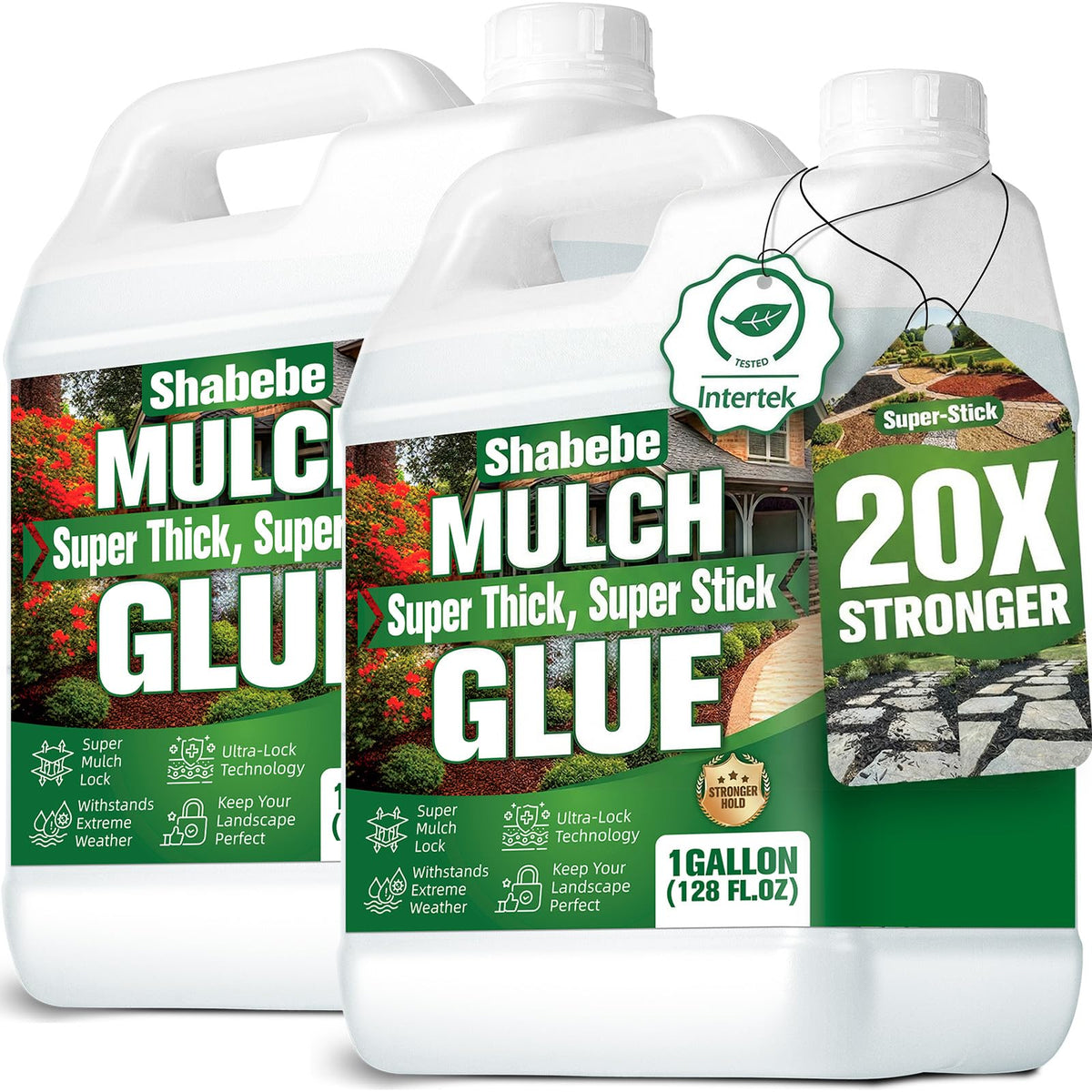 Shabebe Mulch Glue bottle ready for strong outdoor bonding of mulch