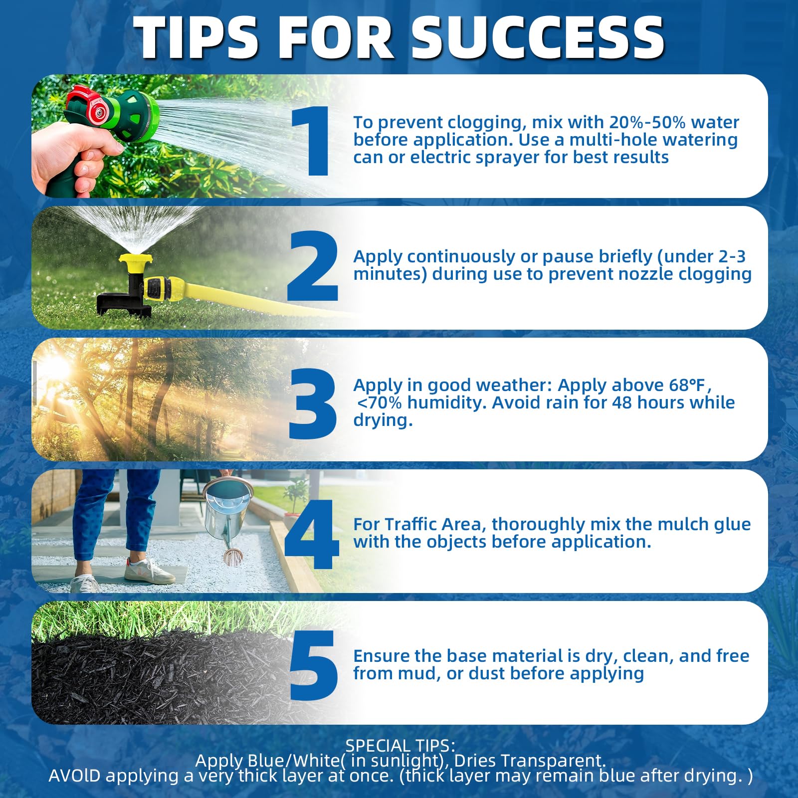Shabebe Mulch Glue dilution ratio guides proper mixing for spray success.
