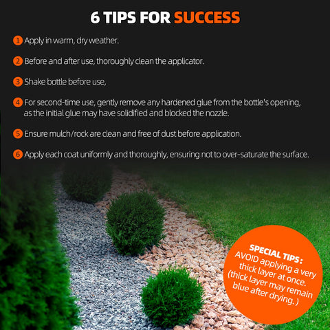 Shabebe Mulch Glue Drying Process shows quick sets in 12–24 hours.