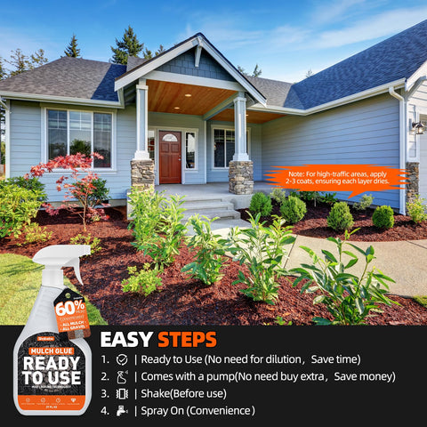 Shabebe Mulch Glue Pine Straw Stabilizer helps prevent displacement on slopes.