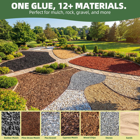 Shabebe Mulch Glue coating demonstrates layered application for a durable hold