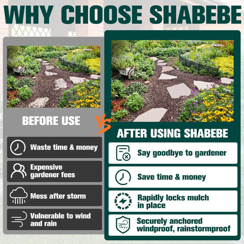 Applying Shabebe Mulch Glue with sprayer setup on garden area