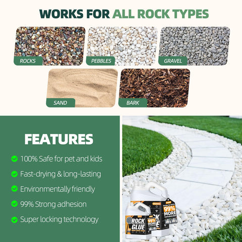 Shabebe Mulch Glue strong adhesion for pea gravel and mulch layers.