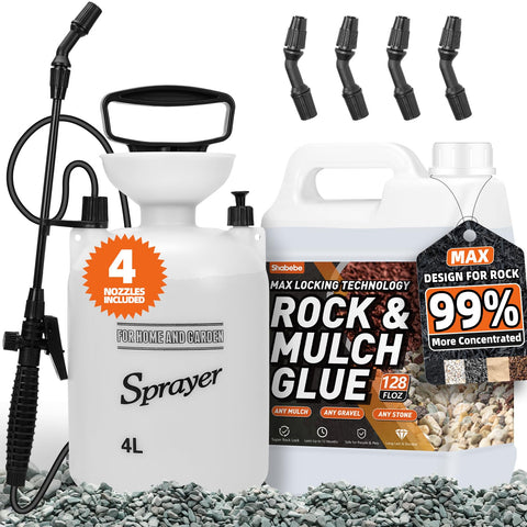 Shabebe Rock Glue 1 Gal with Sprayer bundle ready for outdoor bonding.