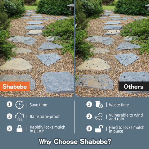 Shabebe Rock Glue on garden path after rainfall keeps pebbles in place.