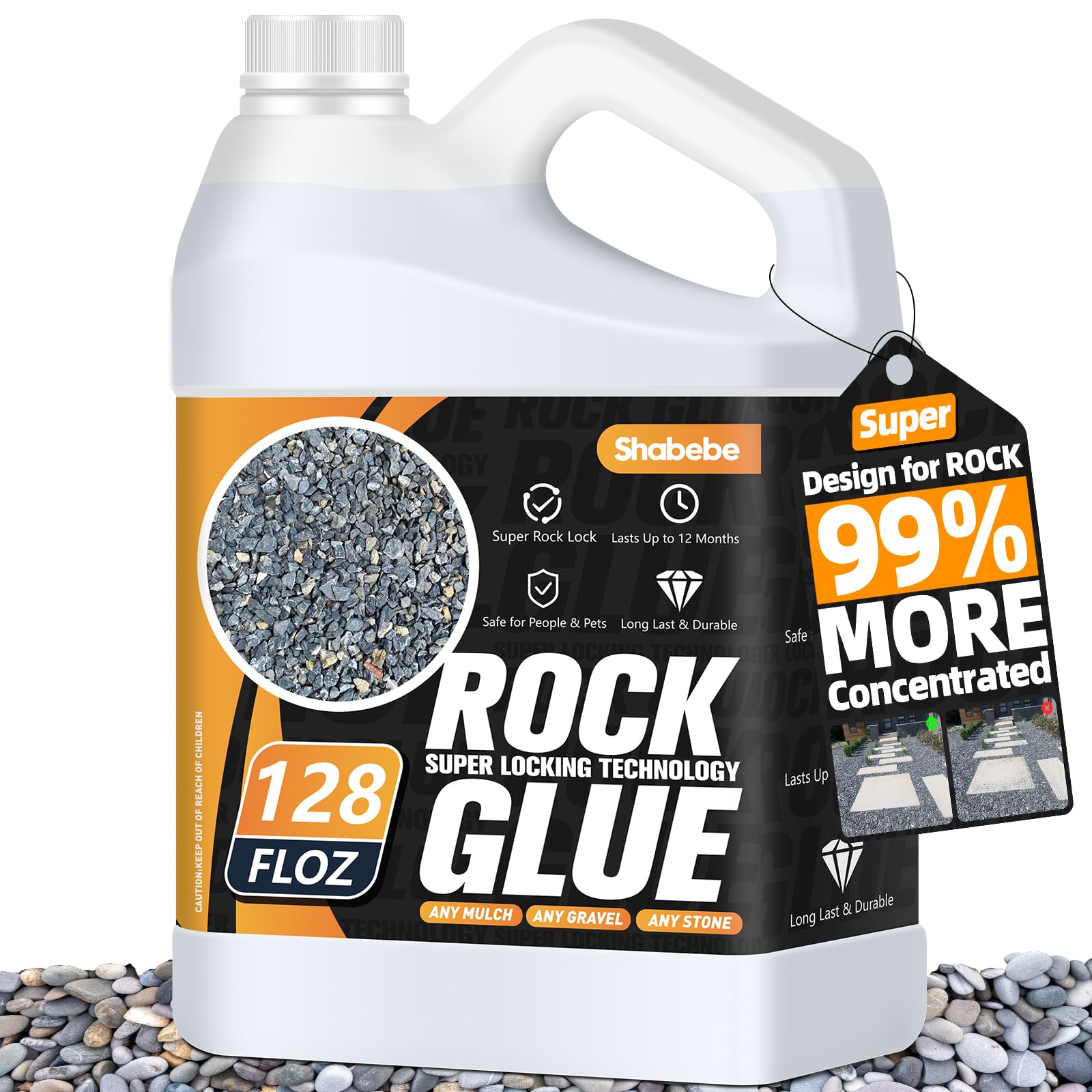 Shabebe Rock Glue spray application demonstrates quick binding for landscaping rocks.