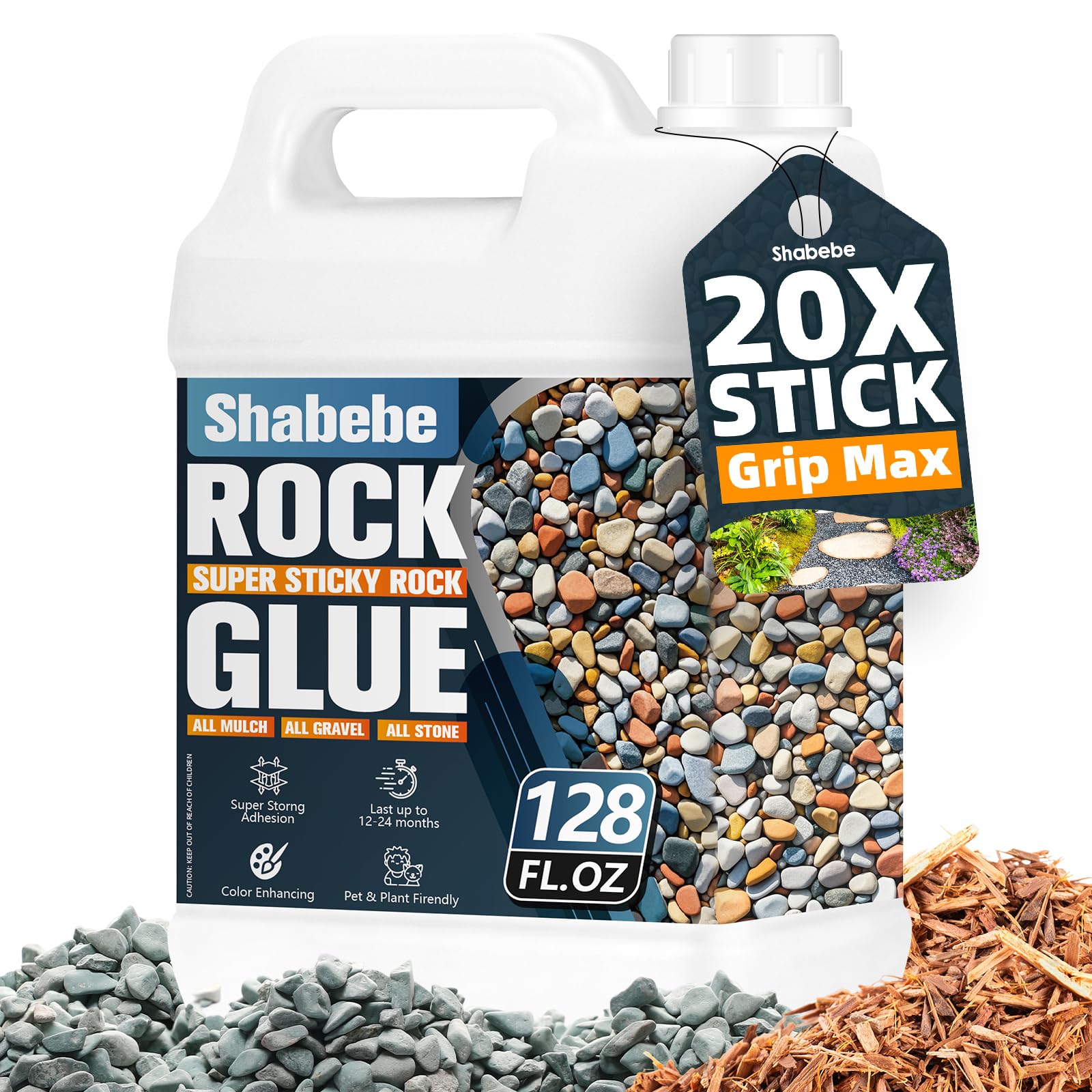 Shabebe Rock Glue spray application delivers quick gravel and mulch coverage.