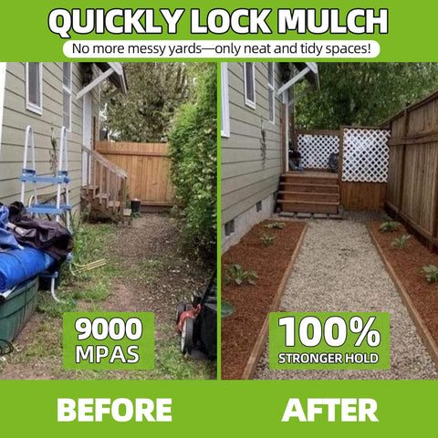 Shabebe Rock & Mulch Glue withstands weather for durable pathways.