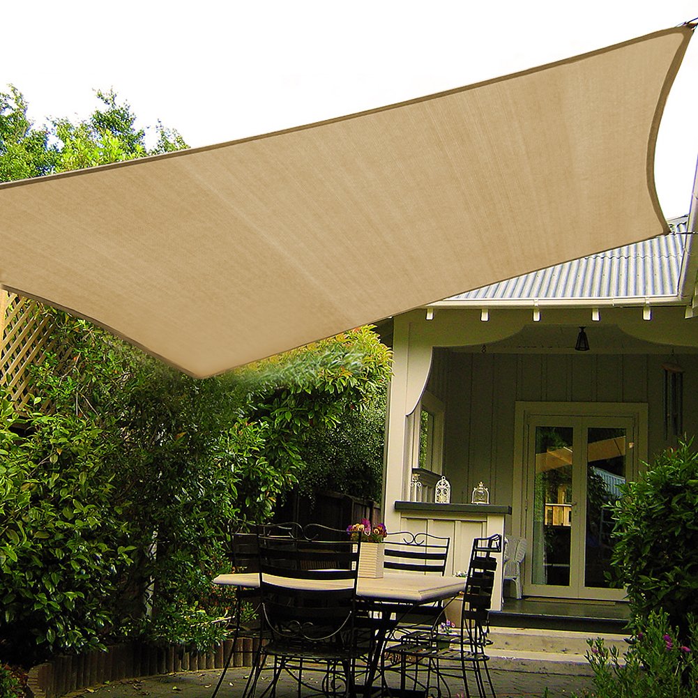 Shade&Beyond 10x10 sun shade sail with curved edge in sand offers stylish sun protection.
