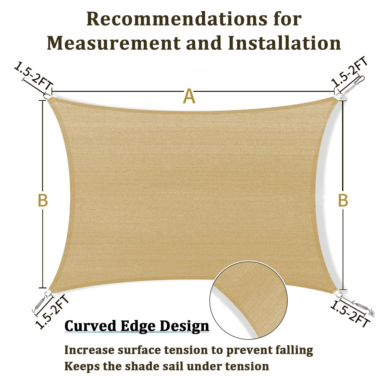 Shade&Beyond curved edge helps water runoff to reduce pooling.